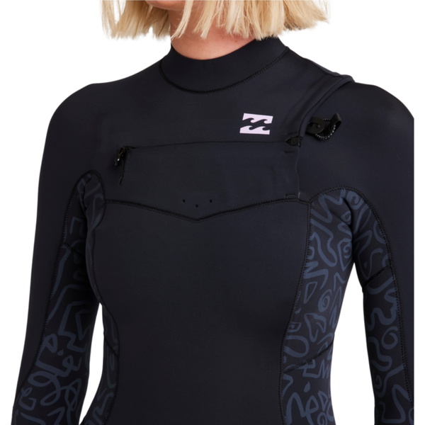 2026 Billabong Womens Synergy Natural 3/2mm Chest Zip Wetsuit 24BW191510 - Black Fade